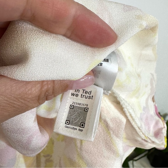 Ted Baker London Camily Floral Satin Cowl Neck Cold Shoulder Mini Dress Ivory 4 - Picture 9 of 16